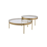 Andover Clear Glass & Gold Finish Coffee Table