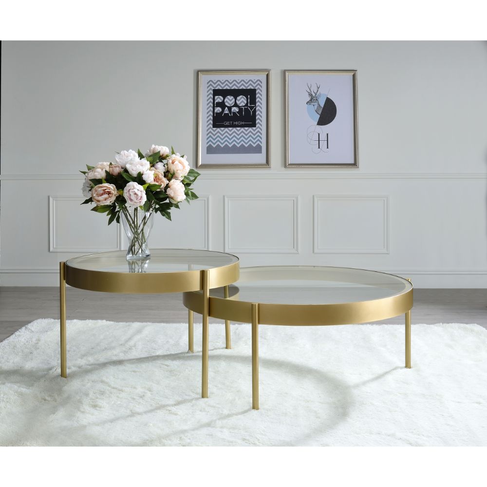 Andover Clear Glass & Gold Finish Coffee Table