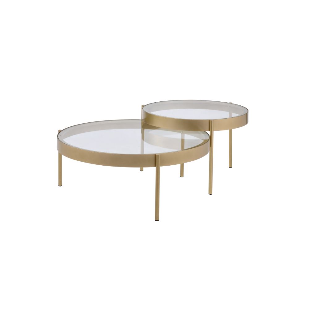 Andover Clear Glass & Gold Finish Coffee Table