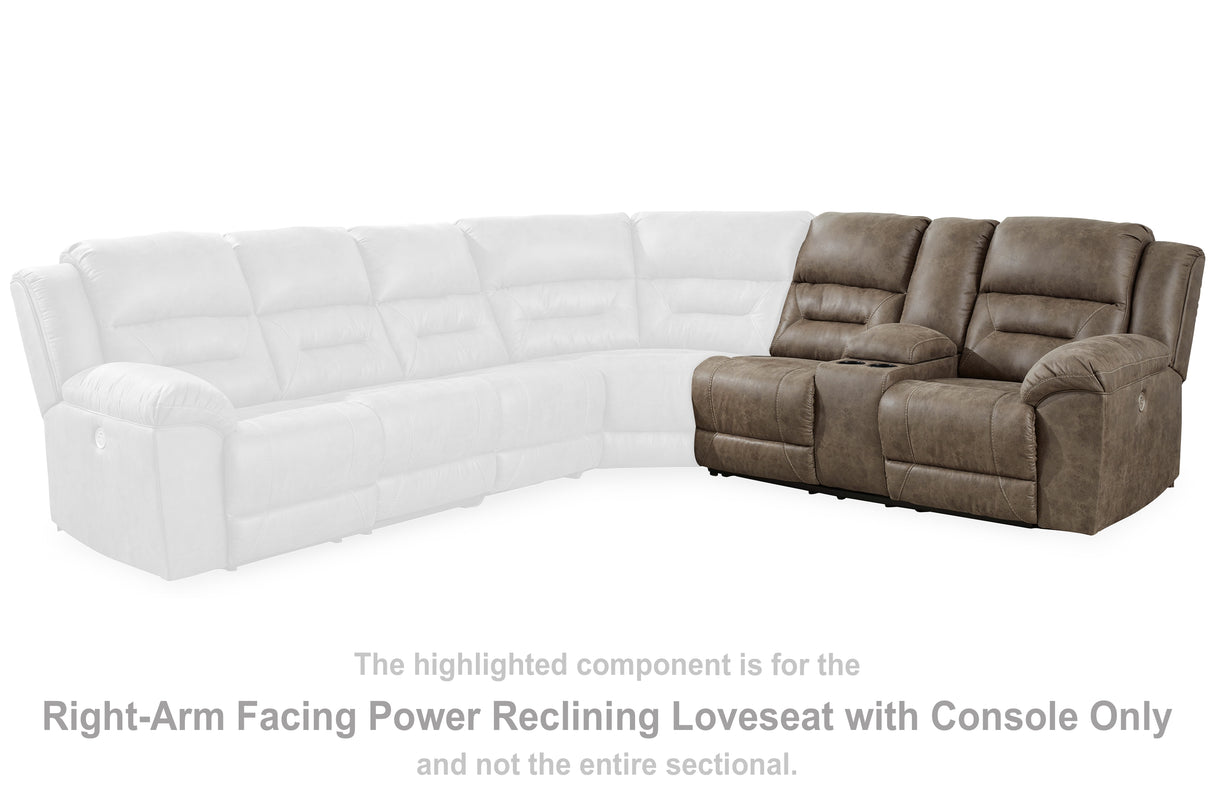 Ravenel Fossil Right-Arm Facing Power Reclining Loveseat With Console