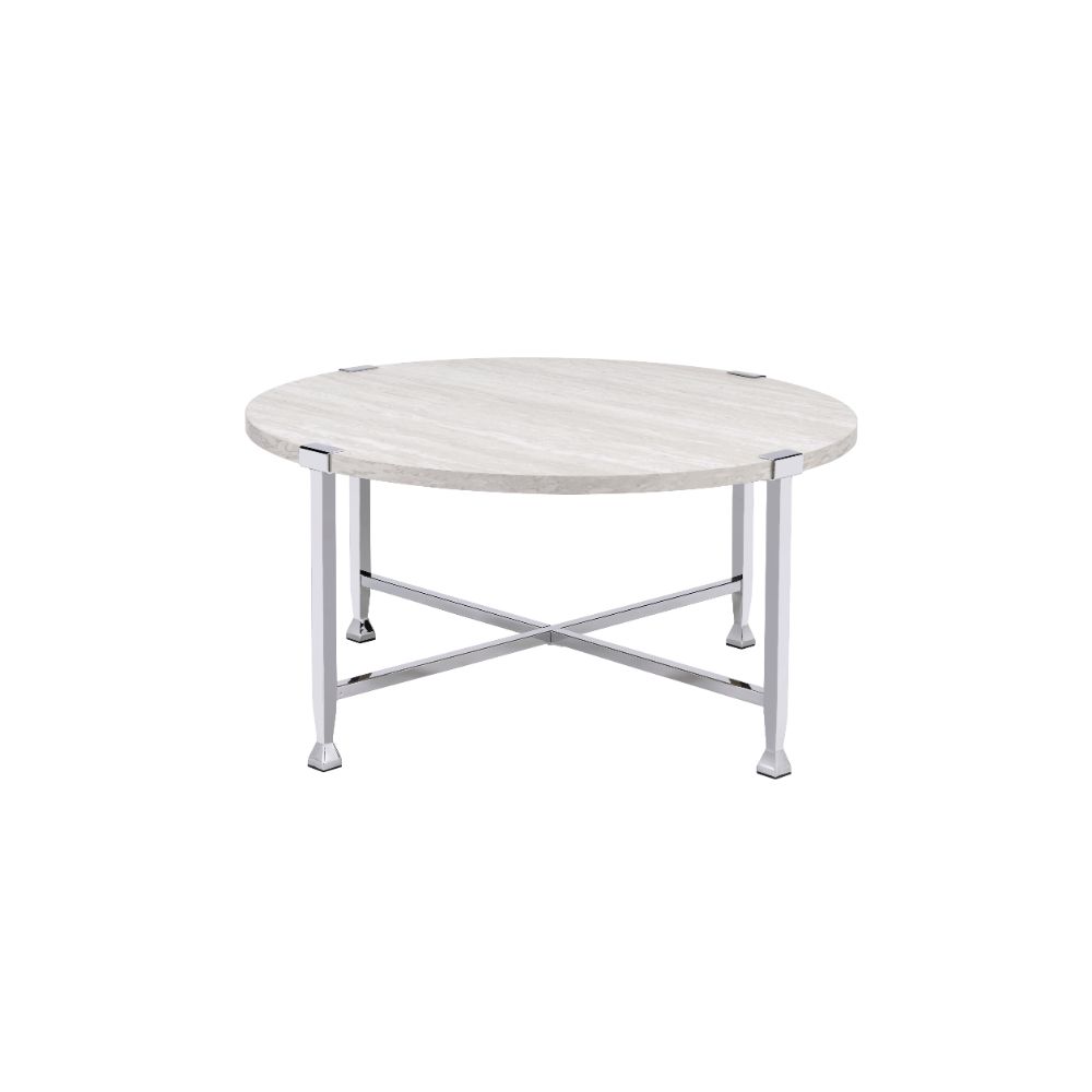 Brecon White Oak & Chrome Finish Coffee Table