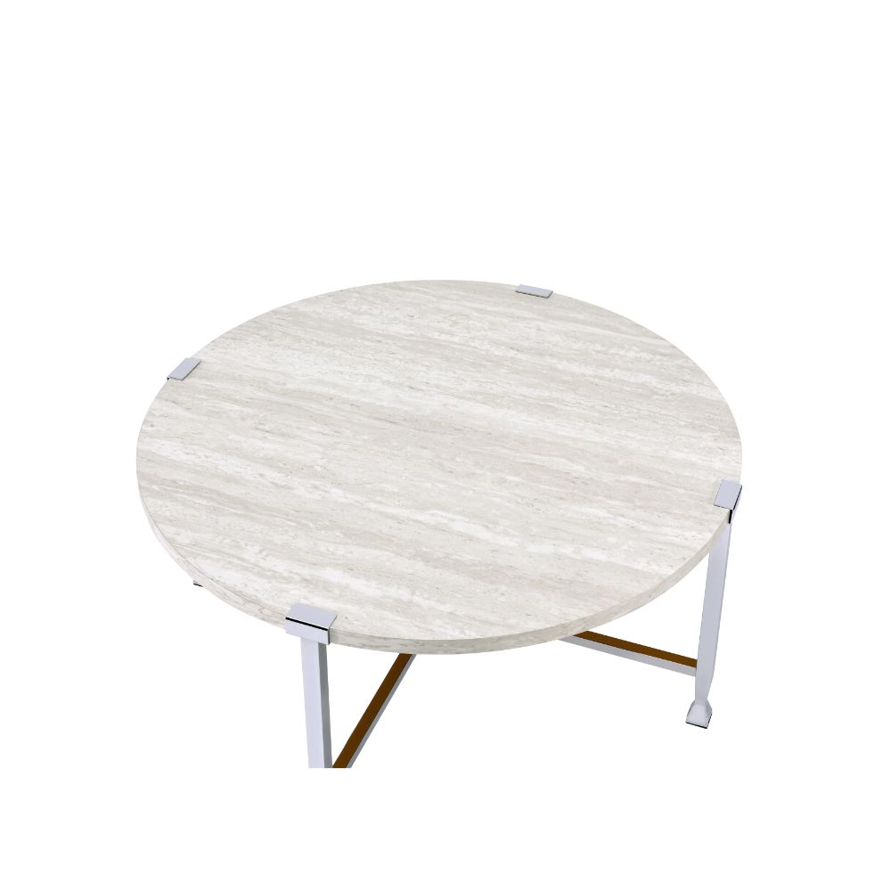 Brecon White Oak & Chrome Finish Coffee Table