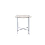 Brecon White Oak & Chrome Finish End Table