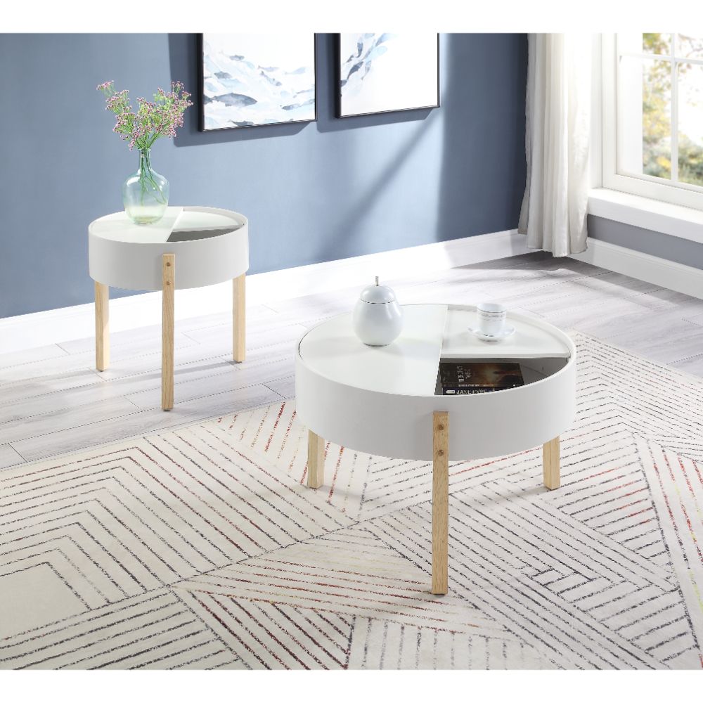 Bodfish White & Natural Finish Coffee Table