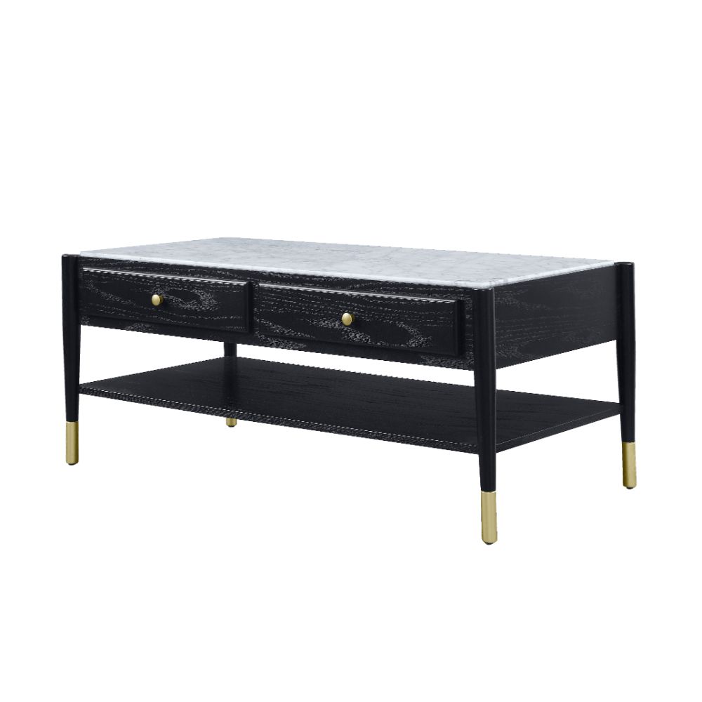 Atalia Marble Top & Black Finish Coffee Table