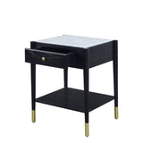 Atalia Marble Top & Black Finish End Table