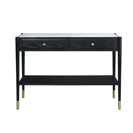 Atalia Marble Top & Black Finish Accent Table