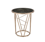 Cicatrix Faux Black Marble Glass Top & Champagne Finish End Table