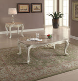 Chantelle Marble Top & Pearl White Finish Coffee Table