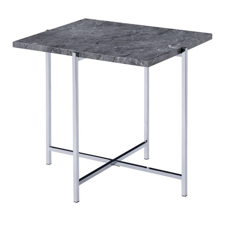 Adelae Faux Marble Top & Chrome Finish End Table