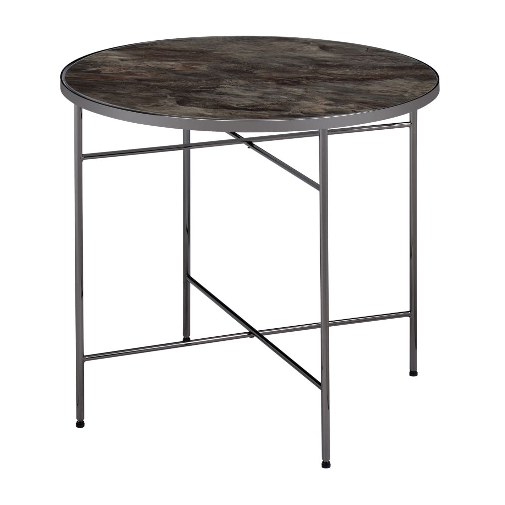 Bage Glass & Black Nickel Finish End Table