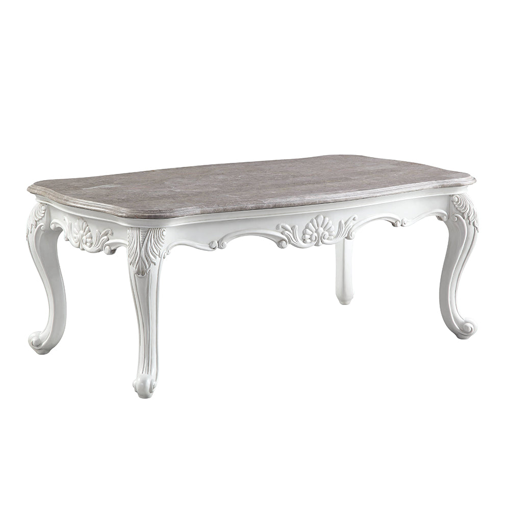 Ciddrenar Marble Top & White Finish Coffee Table