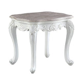 Ciddrenar Marble Top & White Finish End Table