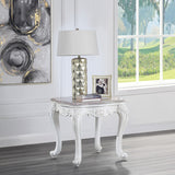 Ciddrenar Marble Top & White Finish End Table