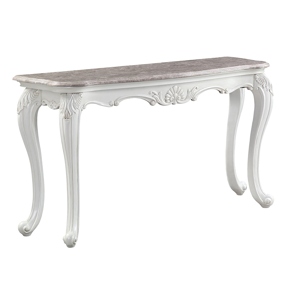 Ciddrenar Marble Top & White Finish Accent Table