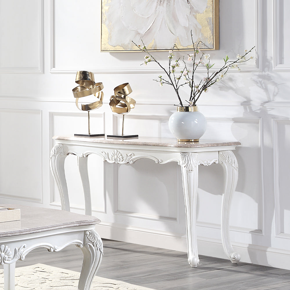 Ciddrenar Marble Top & White Finish Accent Table