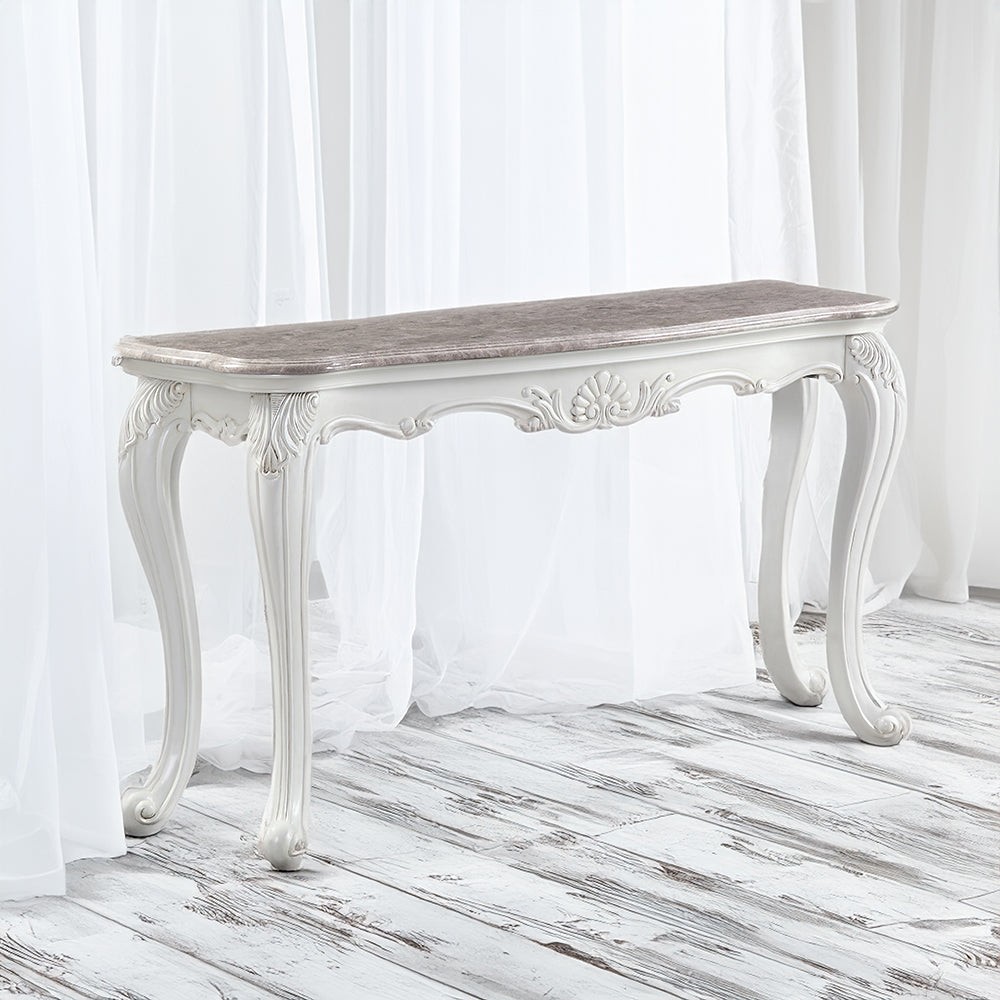 Ciddrenar Marble Top & White Finish Accent Table