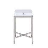 Belinut White & Brushed Nickel Finish End Table