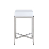 Belinut White & Brushed Nickel Finish End Table