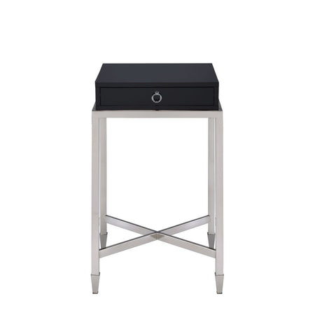 Belinut Black & Brushed Nickel Finish End Table