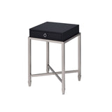 Belinut Black & Brushed Nickel Finish End Table