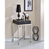 Belinut Black & Brushed Nickel Finish End Table