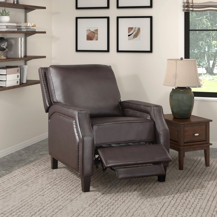 Berenson Exposed Wood Feet With Black Push Back Reclining Chair