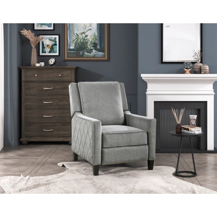 Banks Exposed Wood Feet With Black Push Back Reclining Chair