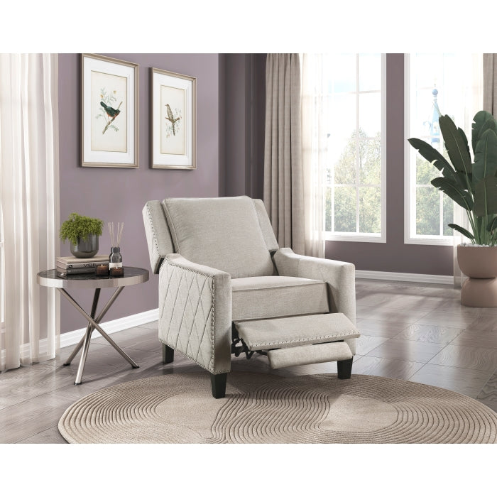 Banks Exposed Wood Feet With Black Push Back Reclining Chair