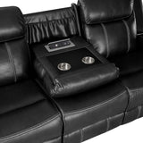 Double Reclining Sofa With Center Drop-Down Cup Holders,Storage Pouch, Receptacles And Usb Ports