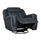 Littleton Blue Swivel Glider Reclining Chair