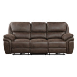 Proctor Brown Microfiber Double Reclining Sofa