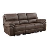 Proctor Brown Microfiber Double Reclining Sofa