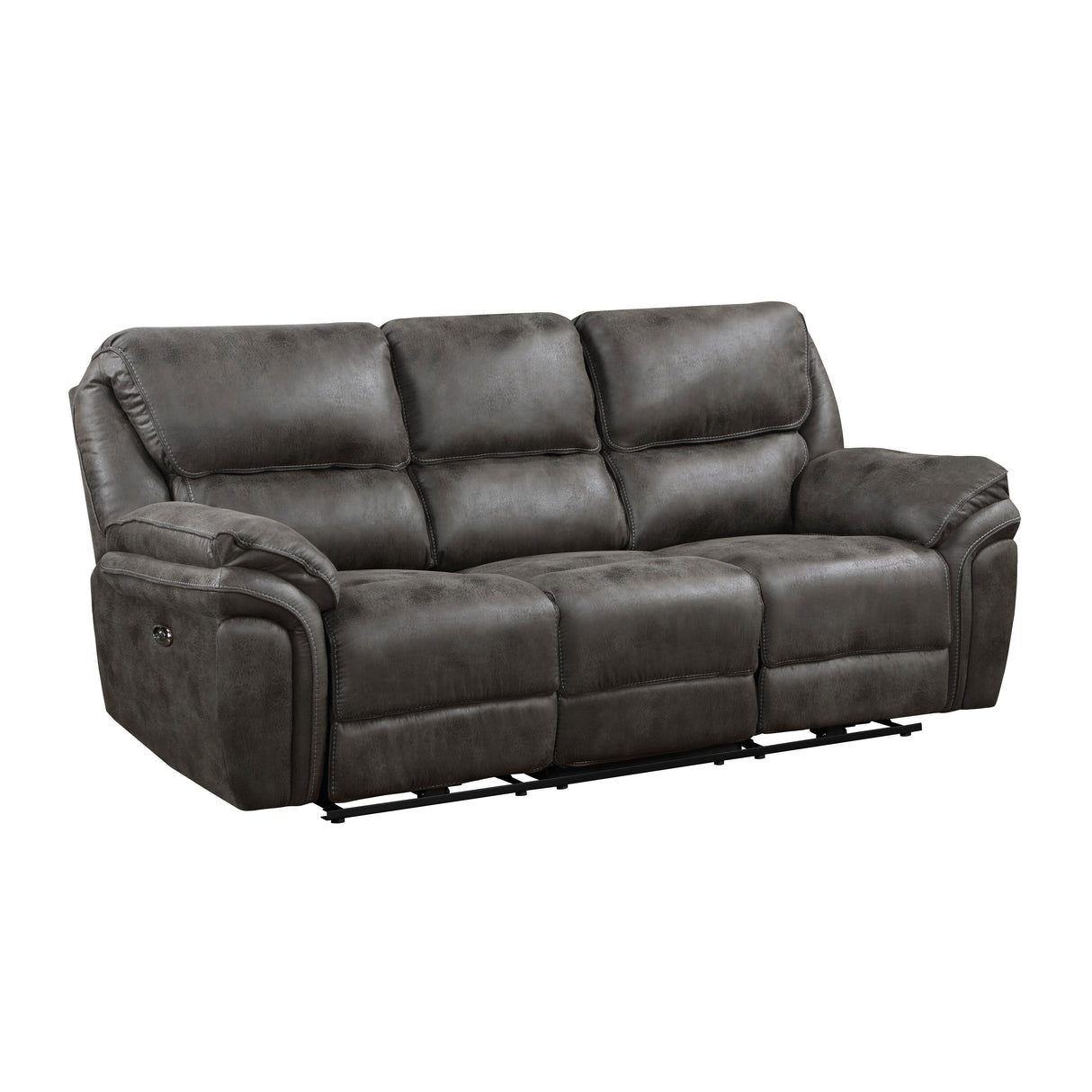 Proctor Gray Microfiber Power Double Reclining Sofa