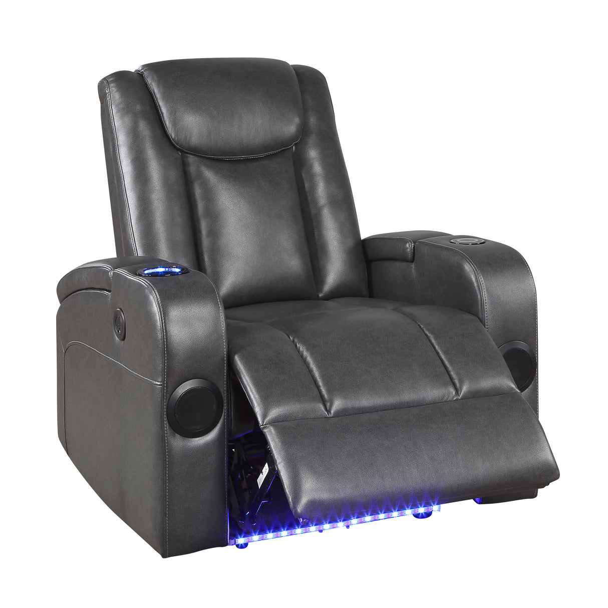 Turbo Power Reclining Chair With Wireless Charger, Cooling Cup-Holder, Storage Arms, Speakers, Led Light And Usb Port