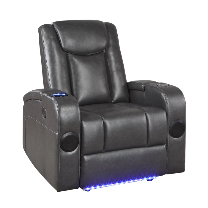 Turbo Power Reclining Chair With Wireless Charger, Cooling Cup-Holder, Storage Arms, Speakers, Led Light And Usb Port