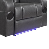 Turbo Power Reclining Chair With Wireless Charger, Cooling Cup-Holder, Storage Arms, Speakers, Led Light And Usb Port