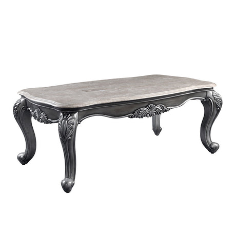 Ariadne Marble Top & Platinum Finish Coffee Table