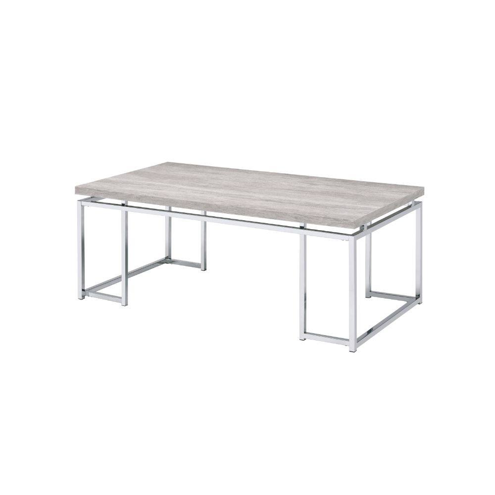 Chafik Natural Oak & Chrome Finish Coffee Table