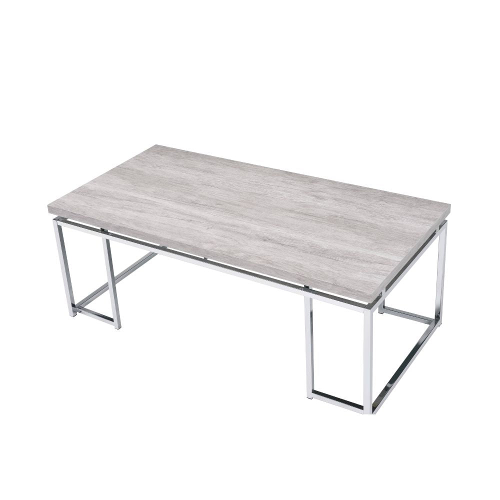 Chafik Natural Oak & Chrome Finish Coffee Table