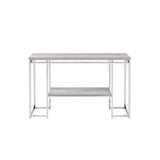 Chafik Natural Oak & Chrome Finish Accent Table