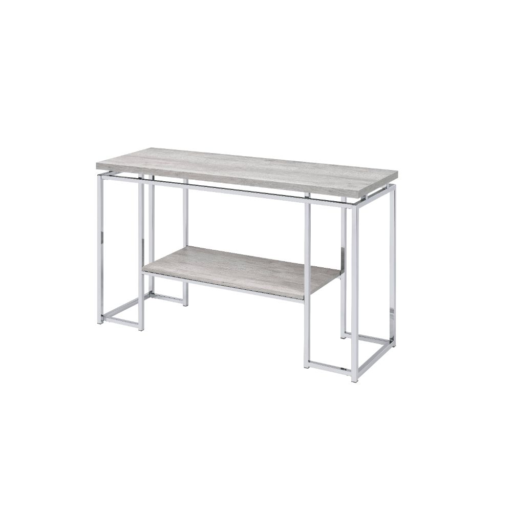 Chafik Natural Oak & Chrome Finish Accent Table