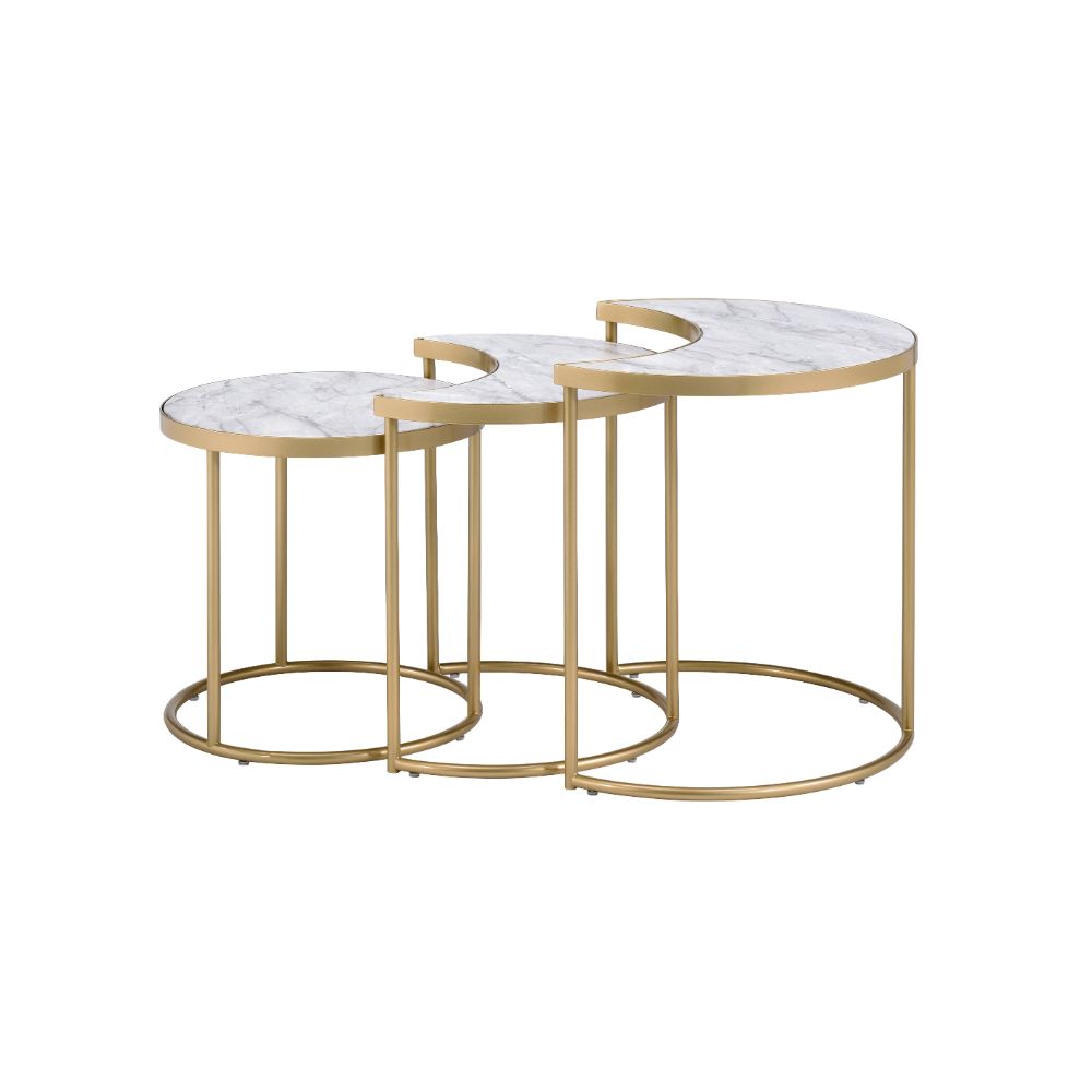 Anpay Faux Marble Top & Gold Finish Coffee Table