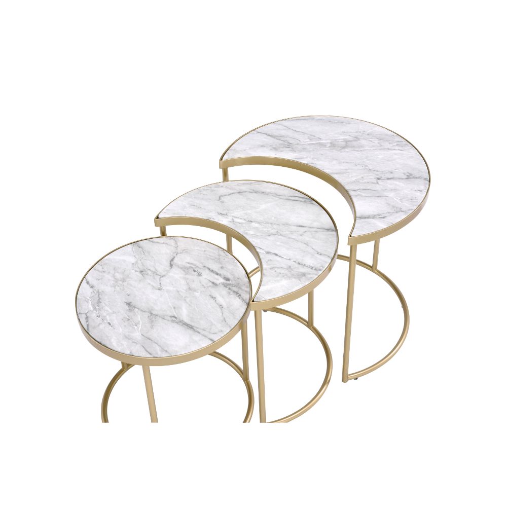 Anpay Faux Marble Top & Gold Finish Coffee Table