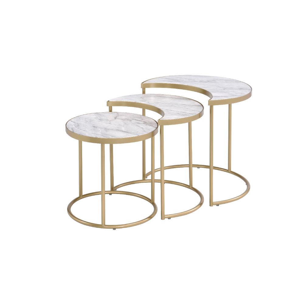 Anpay Faux Marble Top & Gold Finish Coffee Table