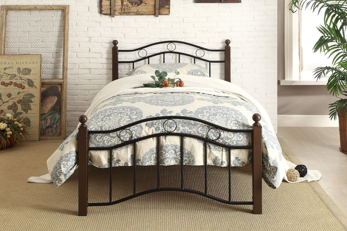 Averny Black/Brown Twin Metal Platfom Bed