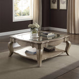 Chelmsford Clear Glass & Antique Taupe Finish Coffee Table