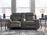 Jesolo Dark Gray Reclining Loveseat With Console