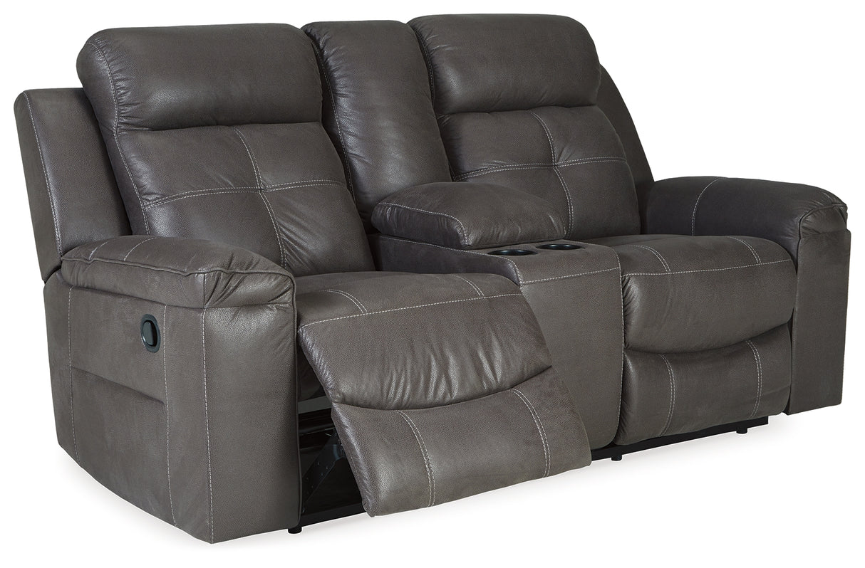 Jesolo Dark Gray Reclining Loveseat With Console