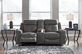 Jesolo Dark Gray Reclining Loveseat With Console